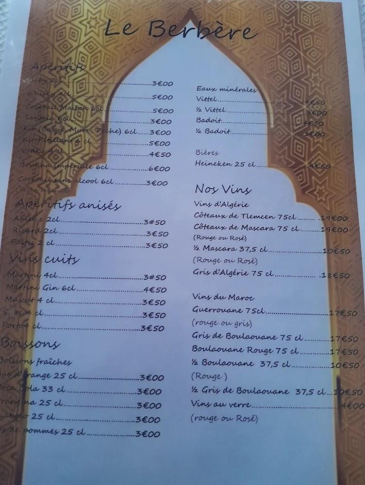Le Berbère - Menu Image 1